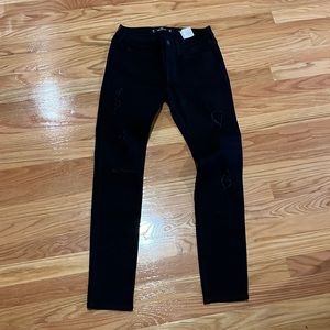 Hollister Low Rise Skinny Black Ripped Jeans